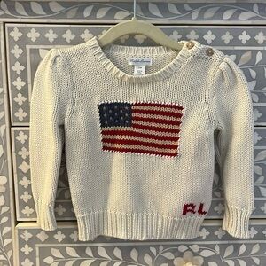 Ralph Lauren Puff Sleeve Cable Knit Flag Sweater in Perfect condition